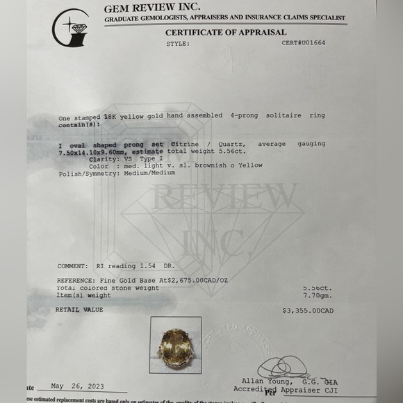 ๐๐sold๐๐Oval Shape Citrine Solitaire Ring - Picture 9 of 9
